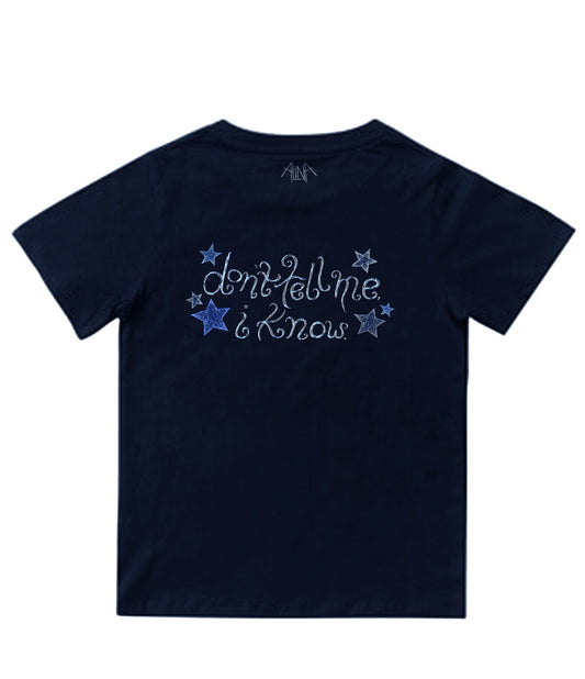 i know, i know, i know, (dark blue tee)